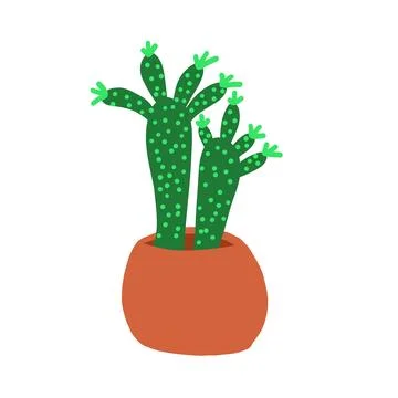 Cactus in cartoon flat style Stock Illustration