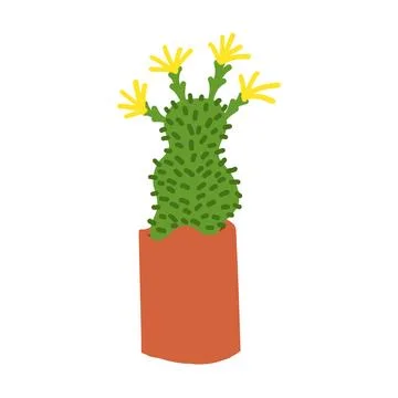 Cactus in cartoon flat style Stock Illustration