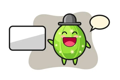 Cactus cartoon illustration doing a presentation Stock Illustration