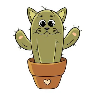 Cactus cat Stock Illustration