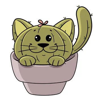 Cactus cat vector. Stock Illustration