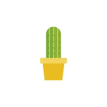 Cactus in ceramic flowerpot. Vector Stock Illustration
