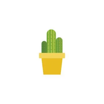 Cactus in ceramic flowerpot. Vector Stock Illustration