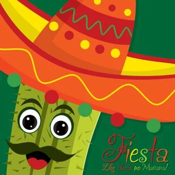 Cactus character card in vector format. Stock Illustration