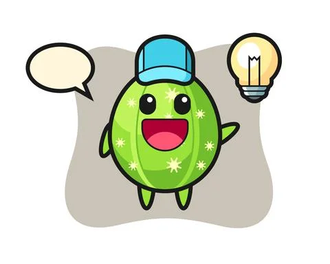 Cactus character cartoon getting the idea Stock Illustration
