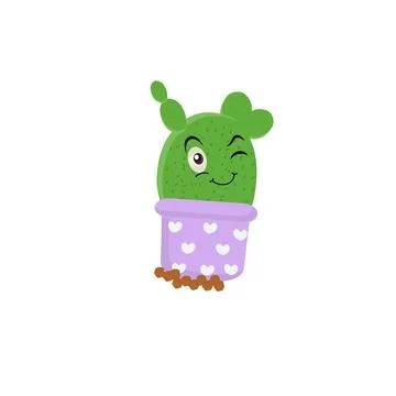 Cactus character ector color sticker for teen with funny cartoon Stock Illustration