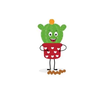 Cactus character ector color sticker for teen with funny cartoon Stock Illustration