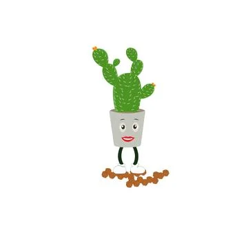 Cactus character ector color sticker for teen with funny cartoon Stock Illustration