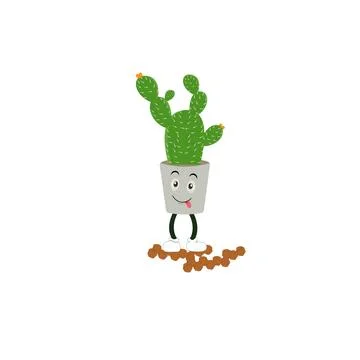 Cactus character ector color sticker for teen with funny cartoon Stock Illustration