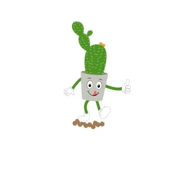 Cactus character ector color sticker for teen with funny cartoon Stock Illustration