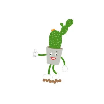 Cactus character ector color sticker for teen with funny cartoon Stock Illustration