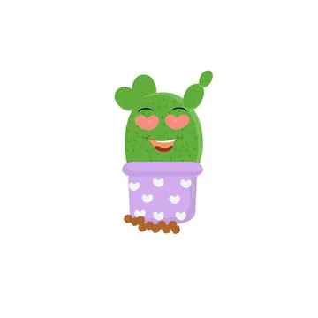 Cactus character ector color sticker for teen with funny cartoon Stock Illustration