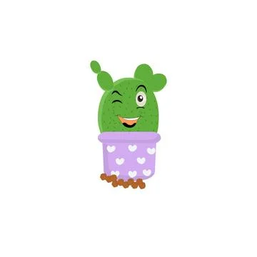 Cactus character ector color sticker for teen with funny cartoon Stock Illustration