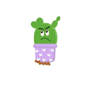 Cactus character ector color sticker for teen with funny cartoon Stock Illustration