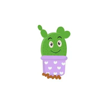 Cactus character ector color sticker for teen with funny cartoon Stock Illustration