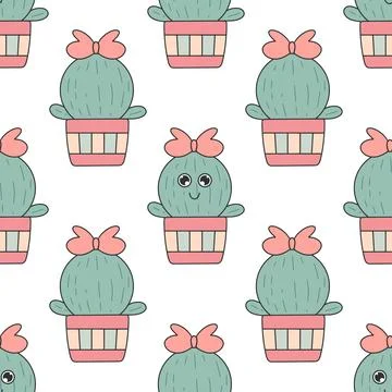 Cactus character seamless pattern Stockillustratie