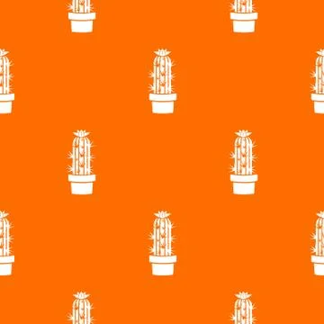 Cactus chereus pattern vector orange Stock Illustration