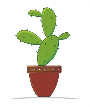 Cactus in clay flower pot Stock Illustration