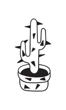 Cactus for coloring books. Vector illustration. Stock Illustration