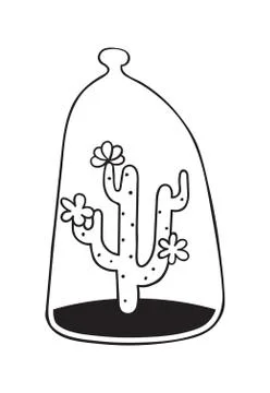 Cactus for coloring books. Vector illustration. Stock Illustration