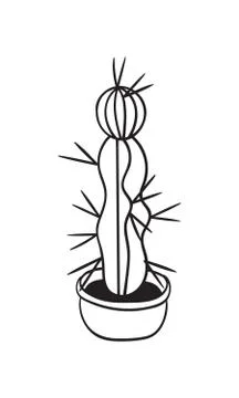 Cactus for coloring books. Vector illustration. Stock Illustration