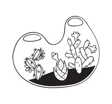 Cactus for coloring books. Vector illustration. Stock Illustration