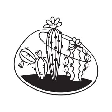Cactus for coloring books. Vector illustration. Stock Illustration