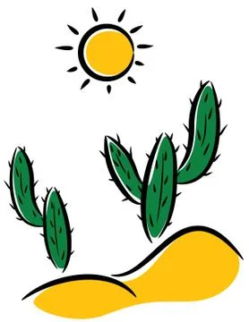 Cactus in desert Stock Illustration