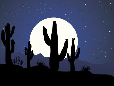 Cactus in desert 库存插图