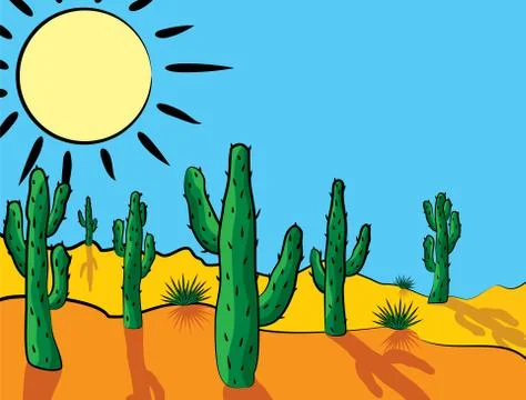 Cactus in desert Stock Illustration