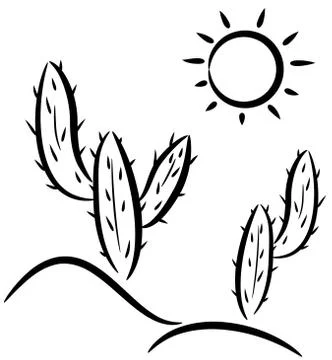 Cactus in desert Stock Illustration