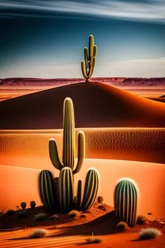 Cactus in desert Illustrazione stock