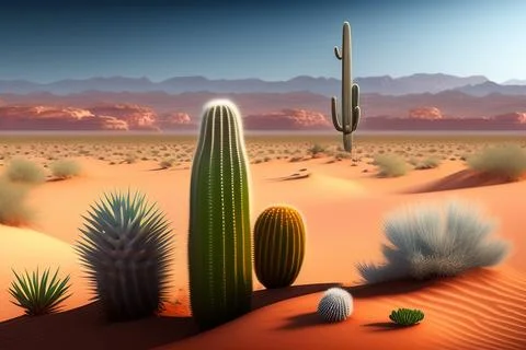 Cactus in desert Illustrazione stock