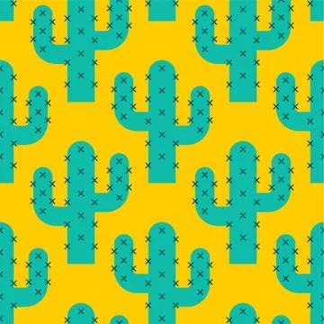 Cactus Desert pattern background seamles. Vector Illustration Stock Illustration