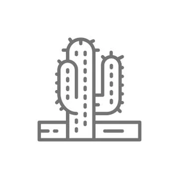 Cactus, desert tree line icon. 스톡 일러스트