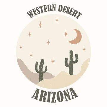 Cactus in desert vector design round logo Stock Illustration