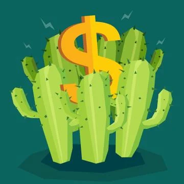 Cactus with dollar sign Stock Illustration