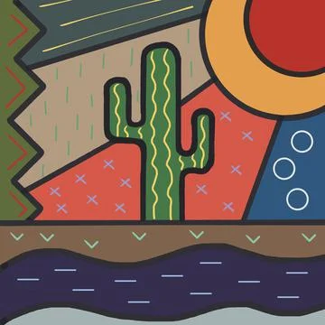 Cactus Doodle Art Stock Illustration