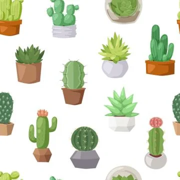 Cactus doodle seamless pattern vector イラスト素材