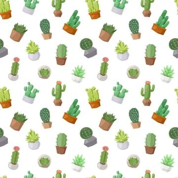 Cactus doodle seamless pattern vector Illustrazione stock
