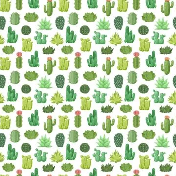 Cactus doodle seamless pattern vector イラスト素材