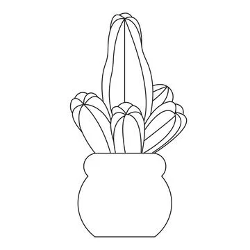 Cactus in doodle style. Vector illustration on white background. Stock Illustration