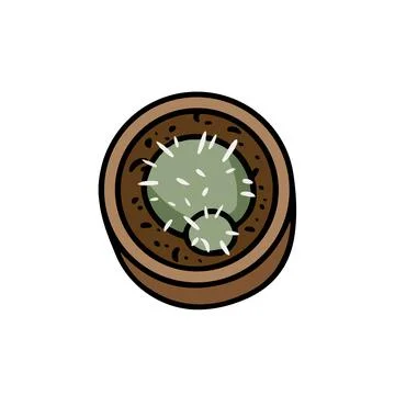 Cactus doodle top view. Cute cartoon succulent plant icon image. Hygge image Stock Illustration