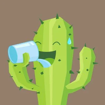 Cactus drinking water Stock Illustration