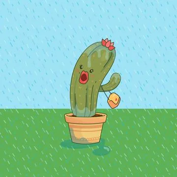 The cactus is exposed to too much rain outdoor it so waterlogged Stock Illustration