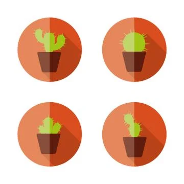 Cactus flat icons Stock Illustration