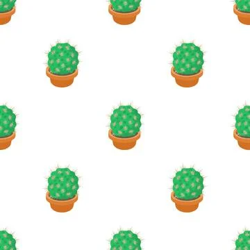 Cactus in flower pot pattern seamless vector イラスト素材