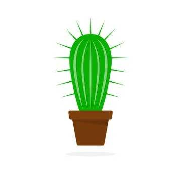 Cactus in flower pot. Vector illustration. Stock Illustration