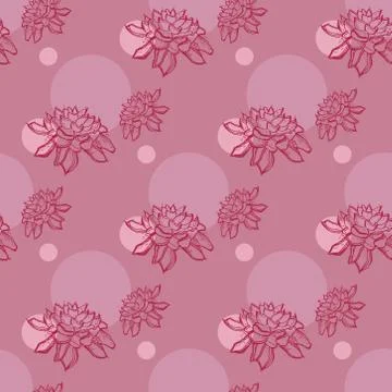 Cactus flower seamless vector pattern. Vector hand drawn pink succulent cactu Stock Illustration