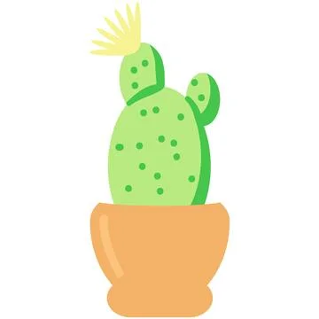 Cactus flower vector illustration cacti plant pot Stock Illustration